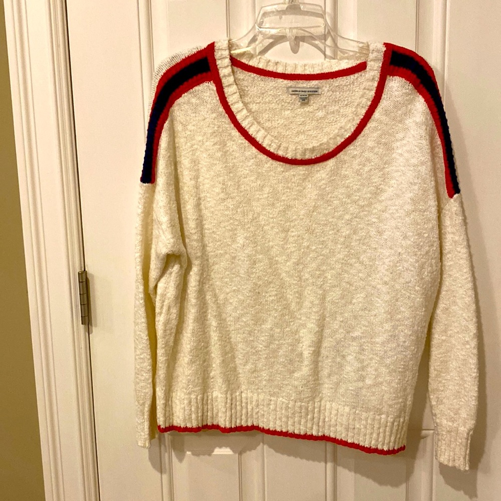 EUC - American Eagle- Size Medium Red, Cream, and Navy Sweater